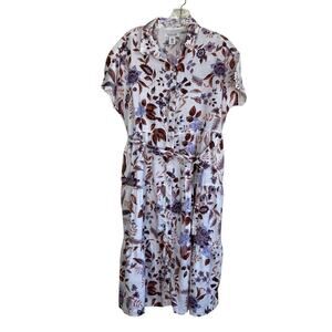 Rachel Zoe 100% Linen Floral Tiered Midi Dress Cottagecore Romantic S/XS